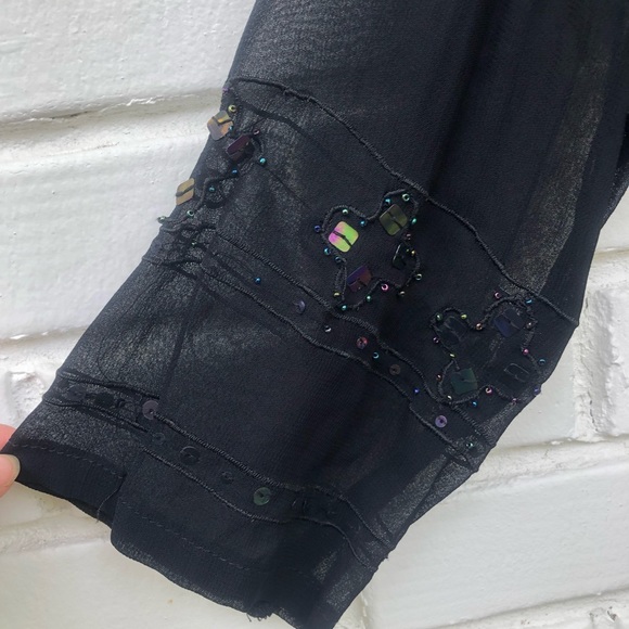 Boho button down sequin black top 1X - Picture 5 of 10